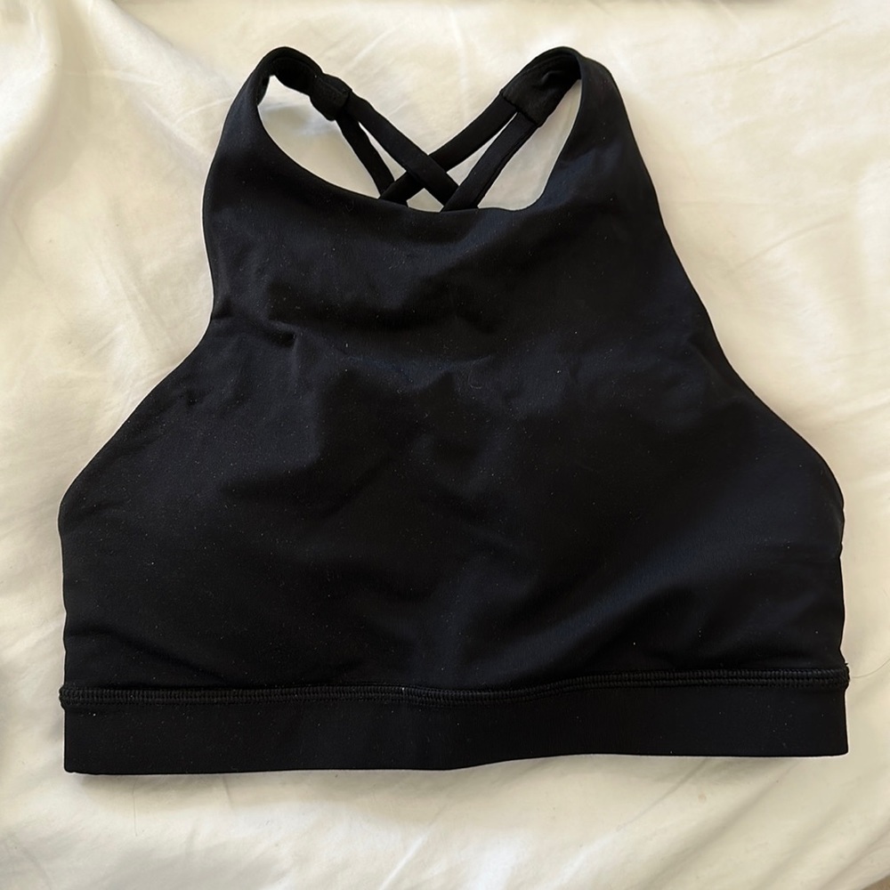 Lululemon high neck sports bra crop top size 4 black